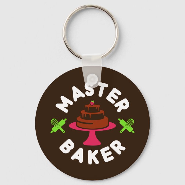 Master Baker Minimal Chocolate Cake Key Ring (Front)