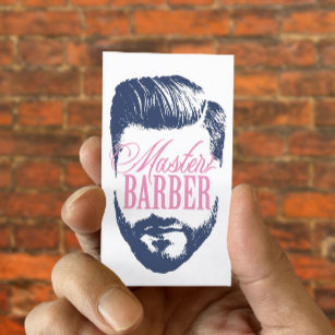 Master Barber Navy Blue Typography Barbershop Business Card