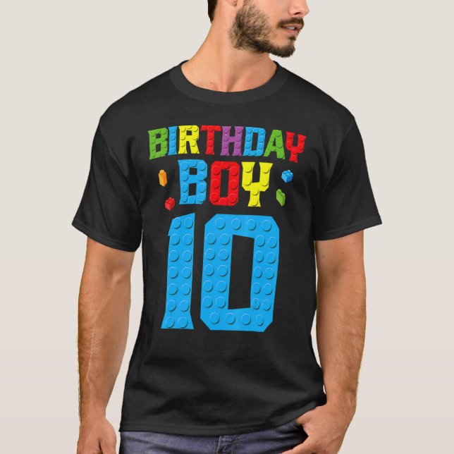 Master Builder 10th Birthday Boy Ten 10 Year Build T-Shirt (Front)