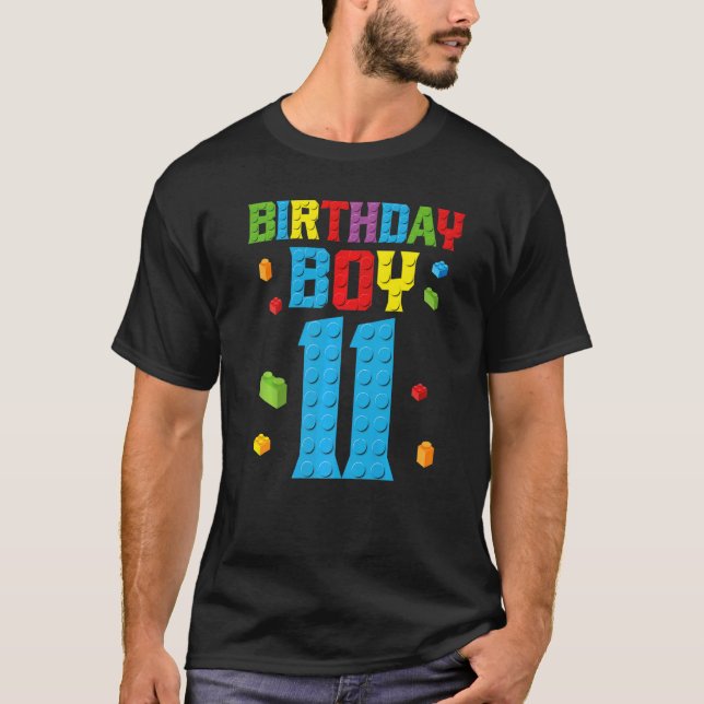 Master Builder 11th Birthday Boy 11 Year Building  T-Shirt (Front)