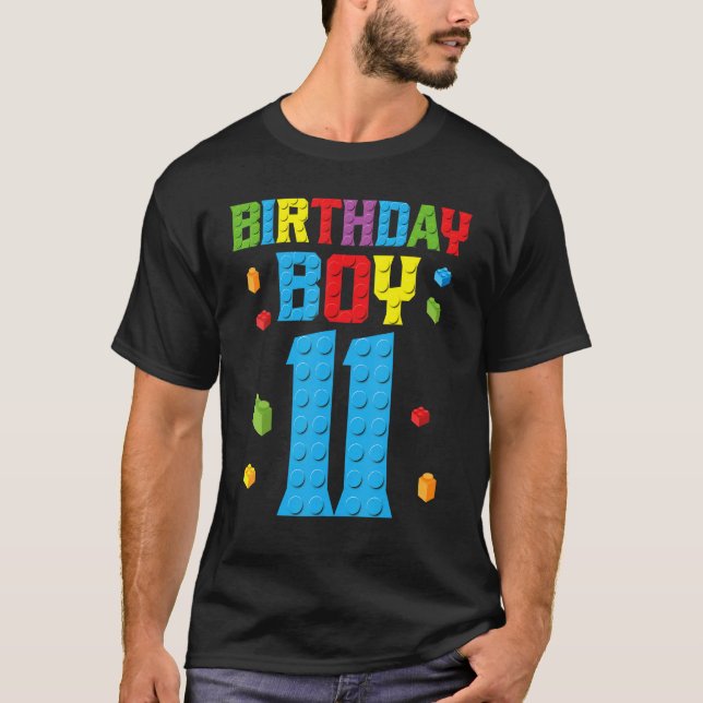 Master Builder 11th Birthday Boy 11 Year Building  T-Shirt (Front)