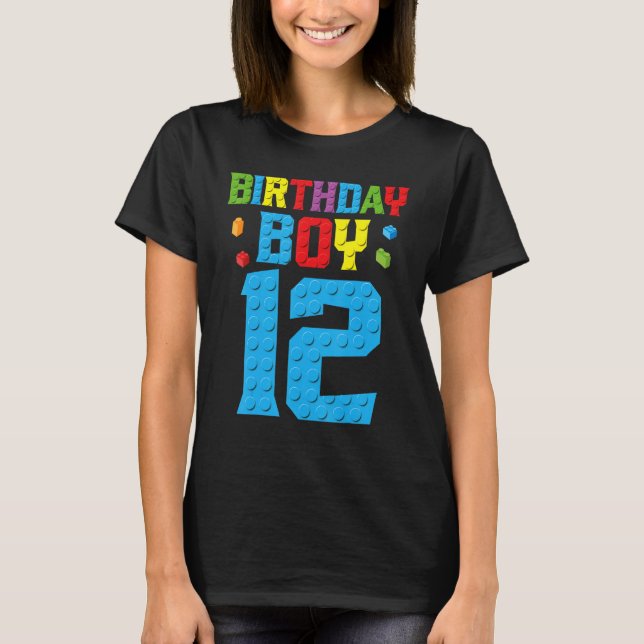 Master Builder 12th Birthday Boy 12 Year Building  T-Shirt (Front)