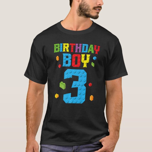 Master Builder 3rd Birthday Boy 3 Three Year Build T-Shirt (Front)