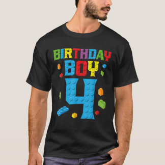 Master Builder 4th Birthday Boy 4 Four Year Buildi T-Shirt
