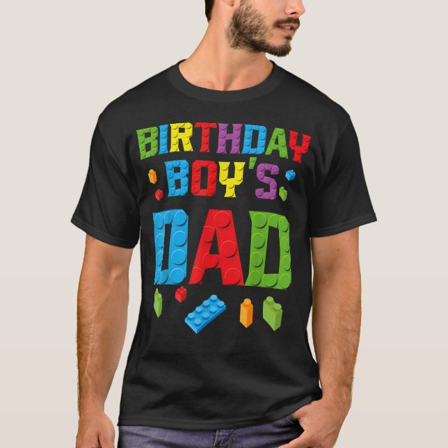Master Builder Birthday Boy's Dad Building Bricks T-Shirt (Front)