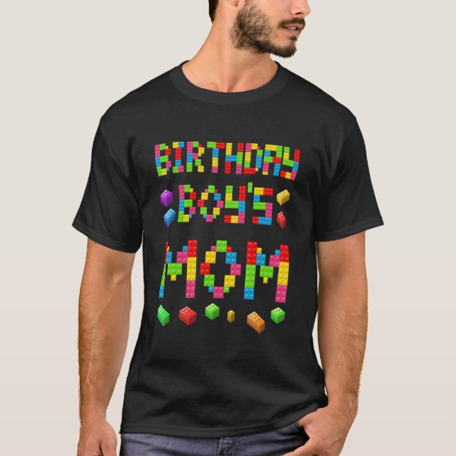 Master Builder Birthday Boy's Mum Building Bricks  T-Shirt (Front)