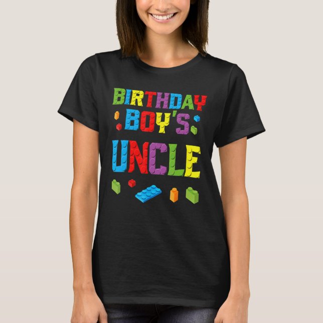 Master Builder Birthday Boy's Uncle Building Brick T-Shirt (Front)