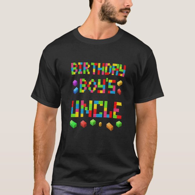Master Builder Birthday Boy's Uncle Building Brick T-Shirt (Front)