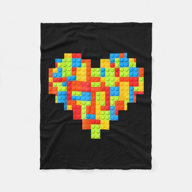 Master Builder Block Brick Building Heart Fleece Blanket (Front)