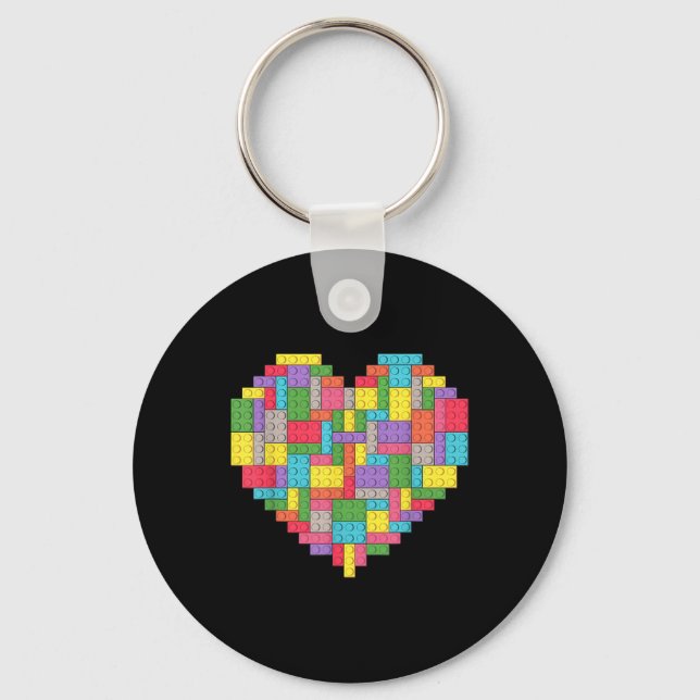 Master Builder Block Brick Building Heart Key Ring (Front)
