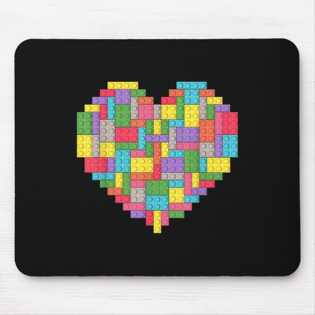 Master Builder Block Brick Building Heart Mouse Pad (Front)