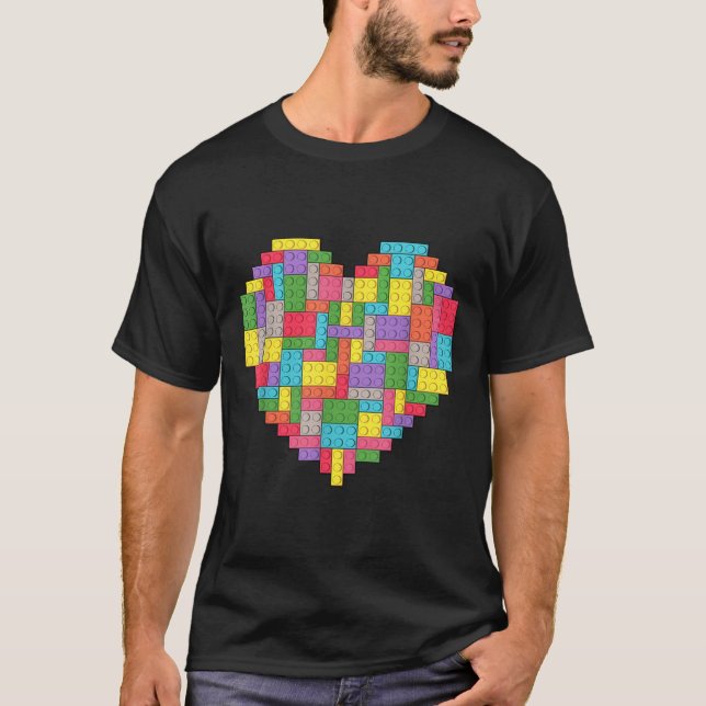 Master Builder Block Brick Building Heart T-Shirt (Front)