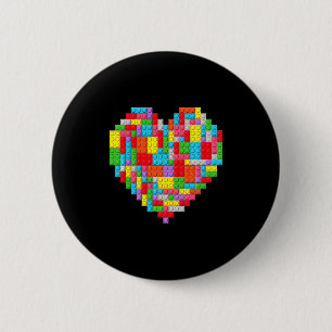 Master Builder Block Brick Building Heart Valentin 6 Cm Round Badge