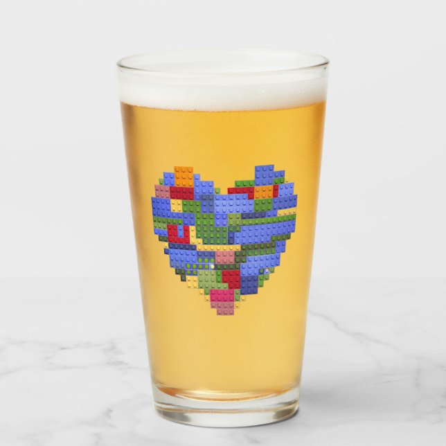 Master Builder Block Brick Building Heart Valentin Glass (Front Filled)