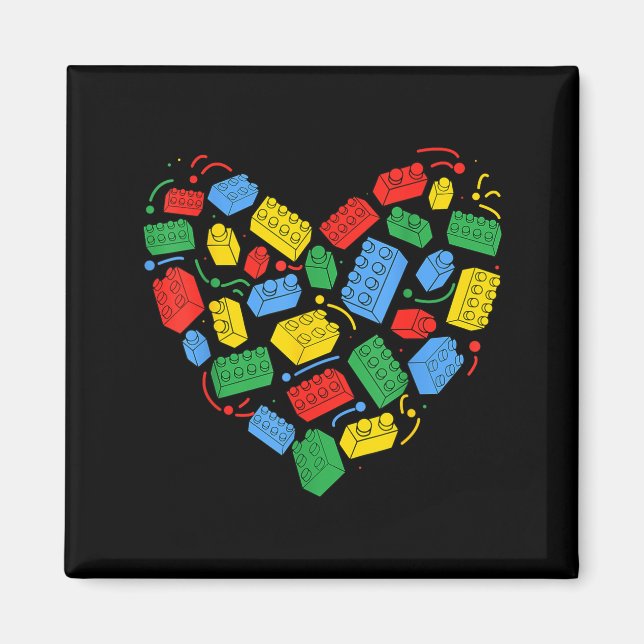 Master Builder Block Brick Building Heart Valentin Magnet (Front)