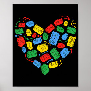 Master Builder Block Brick Building Heart Valentin Poster