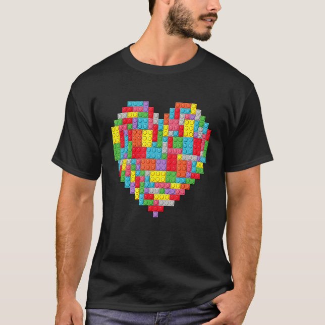 Master Builder Block Brick Building Heart Valentin T-Shirt (Front)