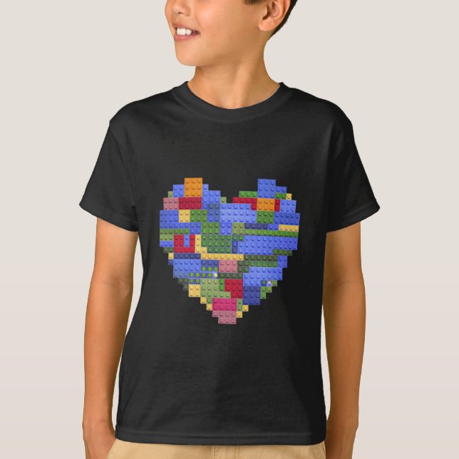 Master Builder Block Brick Building Heart Valentin T-Shirt (Front)