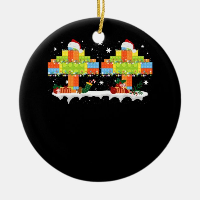 Master Builder Block Brick Building Tree Christmas Ceramic Tree Decoration (Front)