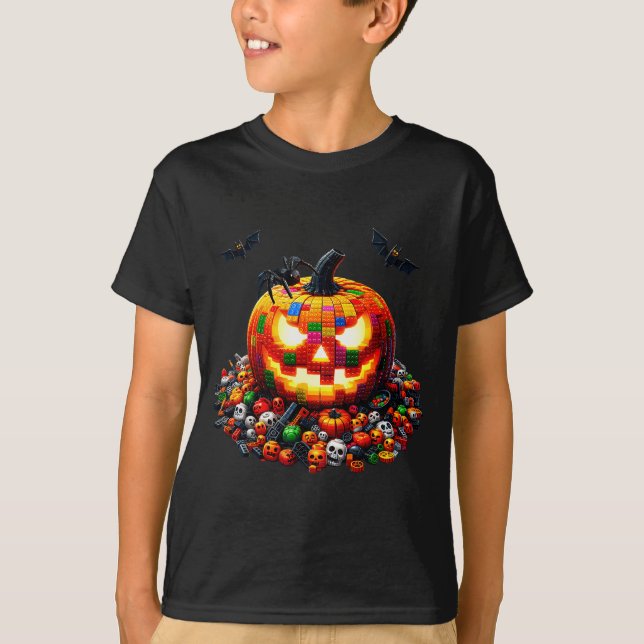 Master Builder Blocks Bricks Building Pumpkin Hall T-Shirt (Front)