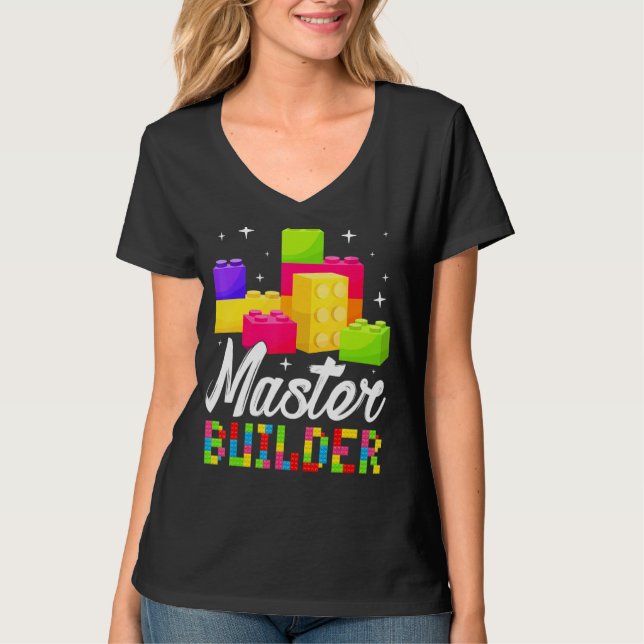 Master Builder Building Block Bricks Kids Boys T-Shirt (Front)