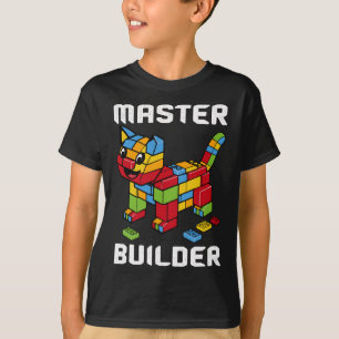 Master Builder Building Blocks Brick Cat Lover T-Shirt