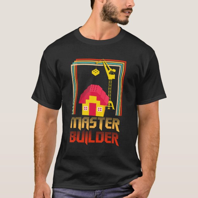 Master Builder Building Blocks Engineer Bricklayer T-Shirt (Front)