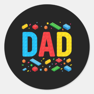 Master Builder Building Bricks Blocks Family Fathe Classic Round Sticker