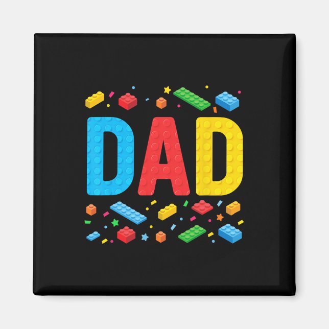 Master Builder Building Bricks Blocks Family Fathe Magnet (Front)