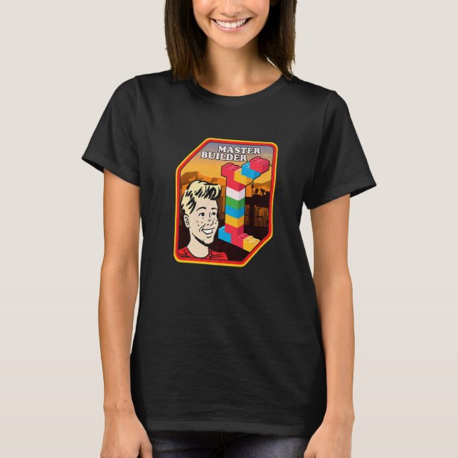 Master Builder Construction Building Blocks Bricks T-Shirt (Front)