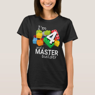 Master Builder Cute Block Building 4th Birthday Bo T-Shirt