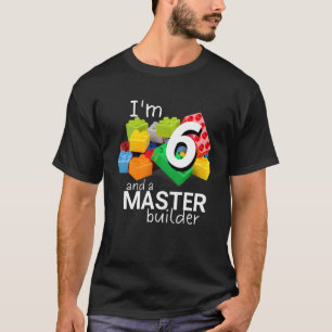 Master Builder Cute Block Building 6th Birthday Bo T-Shirt
