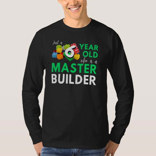 Master Builder Cute Block Building 6th Birthday Bo T-Shirt (Front)