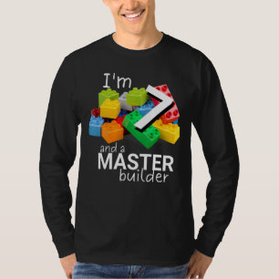 Master Builder Cute Block Building 7th Birthday Bo T-Shirt