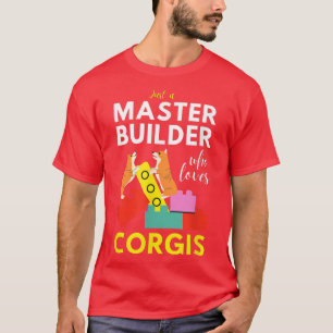 Master Builder Cute Block Building Corgis  T-Shirt