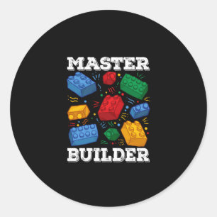 Master Builder Cute Block Building Kids Toys Brick Classic Round Sticker