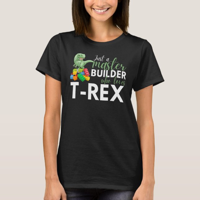 Master Builder Cute Block Building Rex T-Shirt (Front)