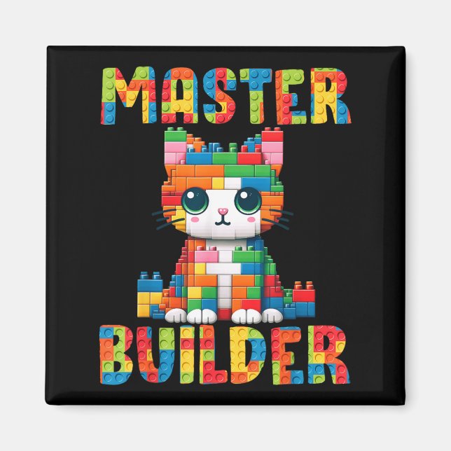 Master Builder Cute Cat Brick Toy Kitty Design for Magnet (Front)