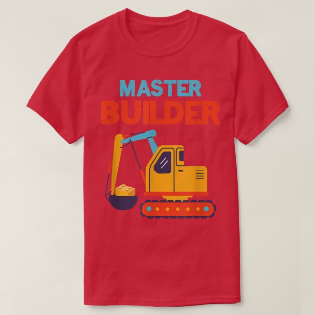 Master Builder Excavator Building Blocks Children  T-Shirt (Design Front)