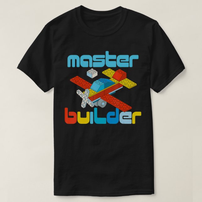 Master Builder Funny Building Blocks Brick Block T T-Shirt (Design Front)