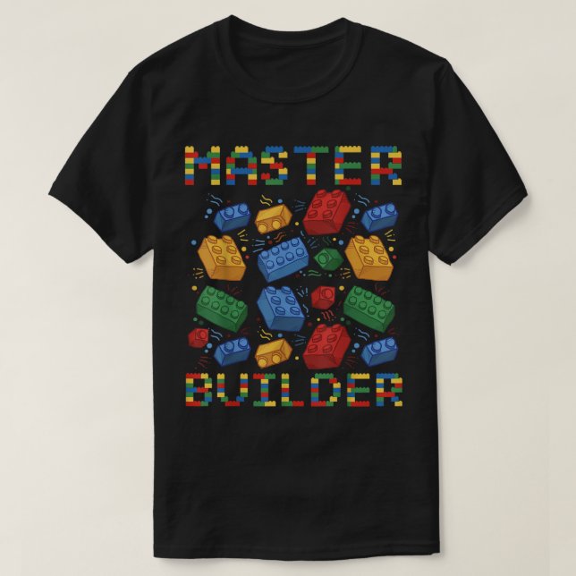 Master Builder Funny Building Blocks Gifts For Boy T-Shirt (Design Front)