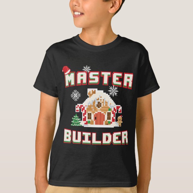 Master Builder Gingerbread House Construction Deco T-Shirt (Front)