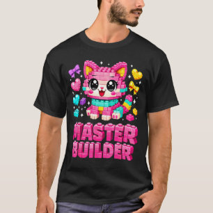 Master builder girls kids building bricks cat T-Shirt