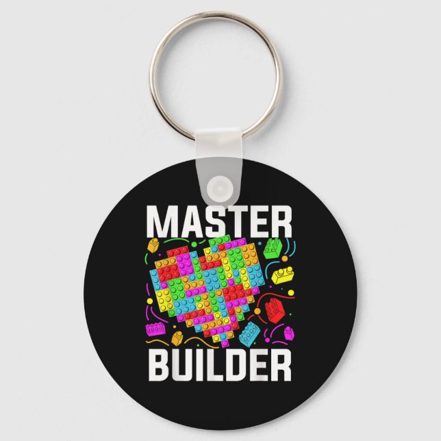 Master Builder Heart Block Brick Building Key Ring (Front)
