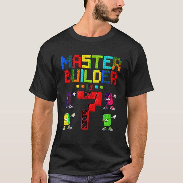 Master Builder Is 7 Yrs Old Building 7th Birthday  T-Shirt (Front)