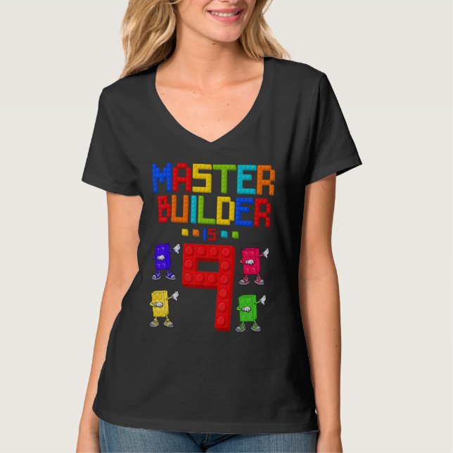 Master Builder is 9 Yrs Old Building 9th Birthday  T-Shirt (Front)