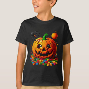 Master Builder Pumpkin Bricks Blocks Halloween Kid T-Shirt