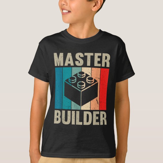 Master Builder Recto Boys Building Blocks Set Toys T-Shirt (Front)