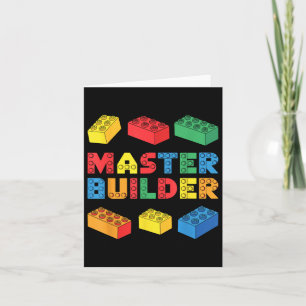 Master Builder Shirt Bricks Blocks Adult Kids Boys Card