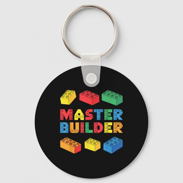 Master Builder Shirt Bricks Blocks Adult Kids Boys Key Ring (Front)